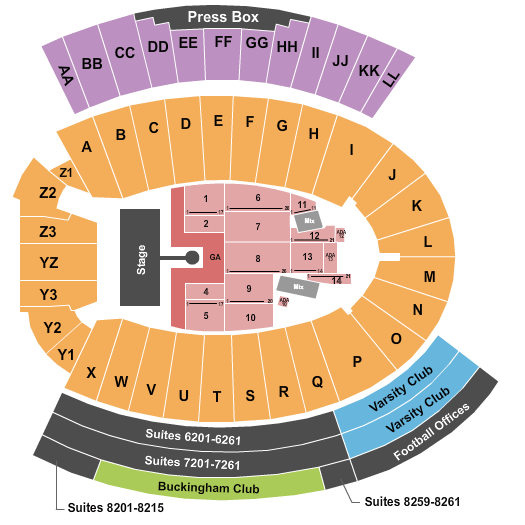 Camp Randall Stadium AC/DC Seating Chart